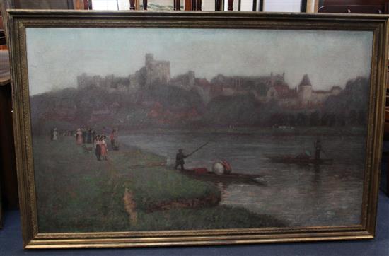 Herbert Edward Pelham Hughes-Stanton (1870-1937) Punting on the river at Windsor 36 x 60in.